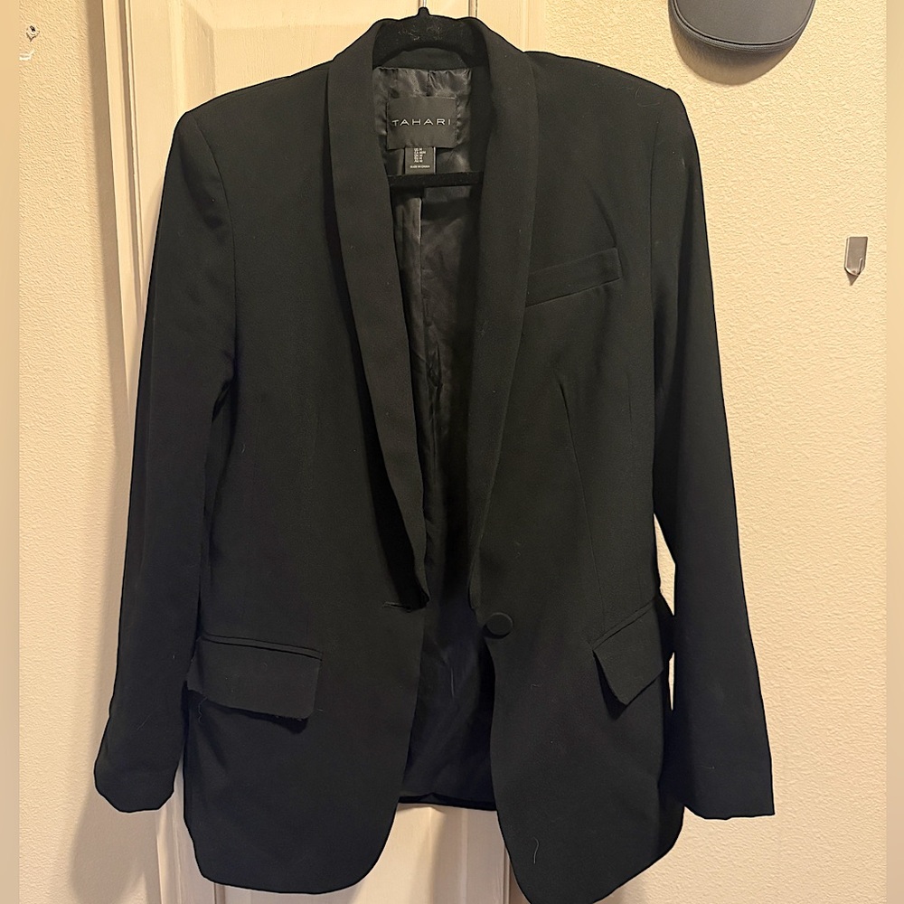 Tahari One-Button Black Blazer